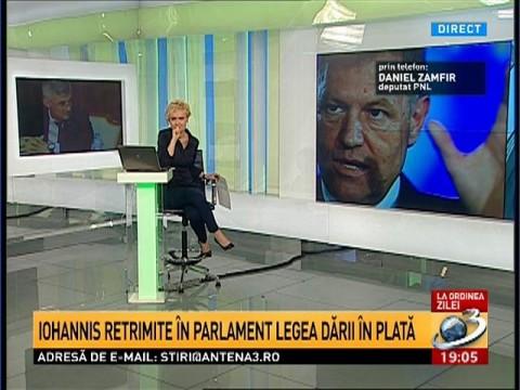 Reacția lui Daniel Zamfir după retrimiterea legii dării în plată la Parlament: Klaus Iohannis a fost amenințat