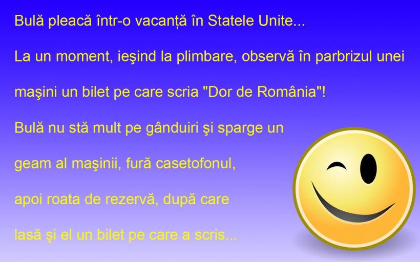 BANCUL ZILEI: Bulă, lecţie de românism în SUA!