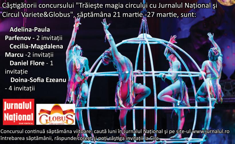 Câştigătorii concursului &quot;Trăieşte magia circului cu Jurnalul National şi Circul Variete&amp;Globus&quot;
