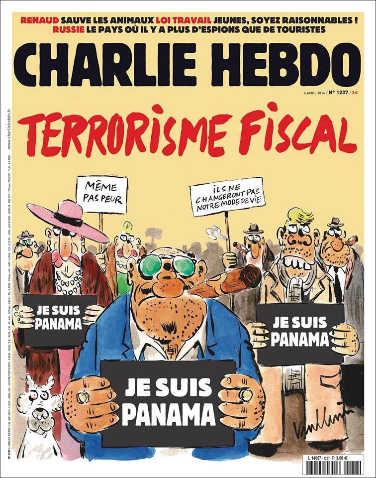 Charlie Hebdo are pe copertă o caricatură legată de scandalul Panama Papers
