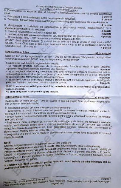 BACALAUREAT 2016. Care au fost subiectele la limba şi literatura română 18541993