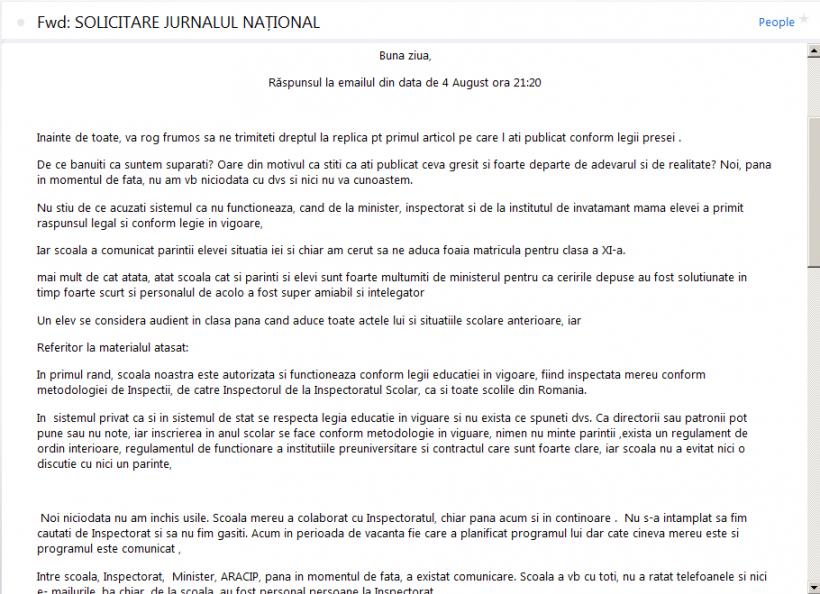 UPDATE - Elevă eminentă, premiată cu excluderea de la bacalaureat (Drept la replica din partea scolii) 18545376