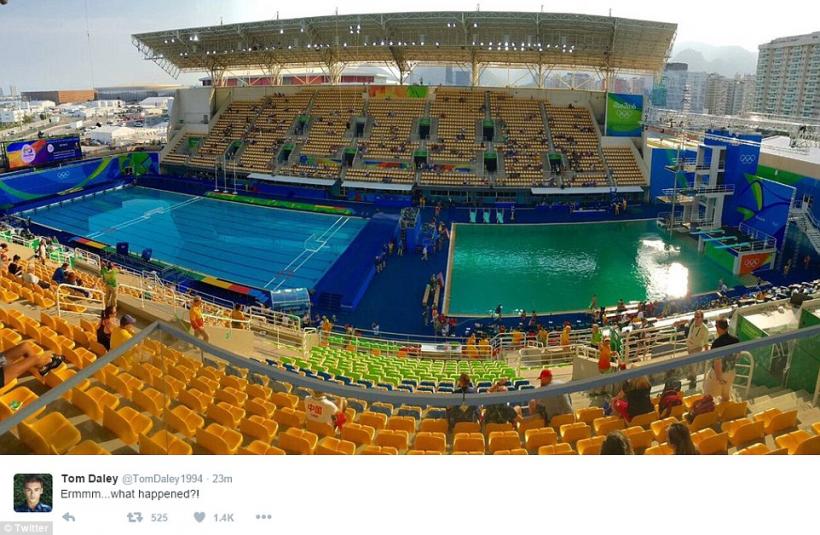 RIO 2016: Apa din piscinele olimpice s-a inverzit și nimeni nu știe de ce