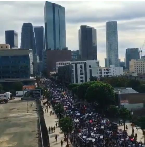 VIDEO! 100 de mii de oameni au protestat în Los Angeles