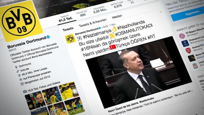 Mai multe conturi oficiale de Twitter, sparte de hackeri turci, printre care şi cel al echipei de fotbal Borussia Dortmund