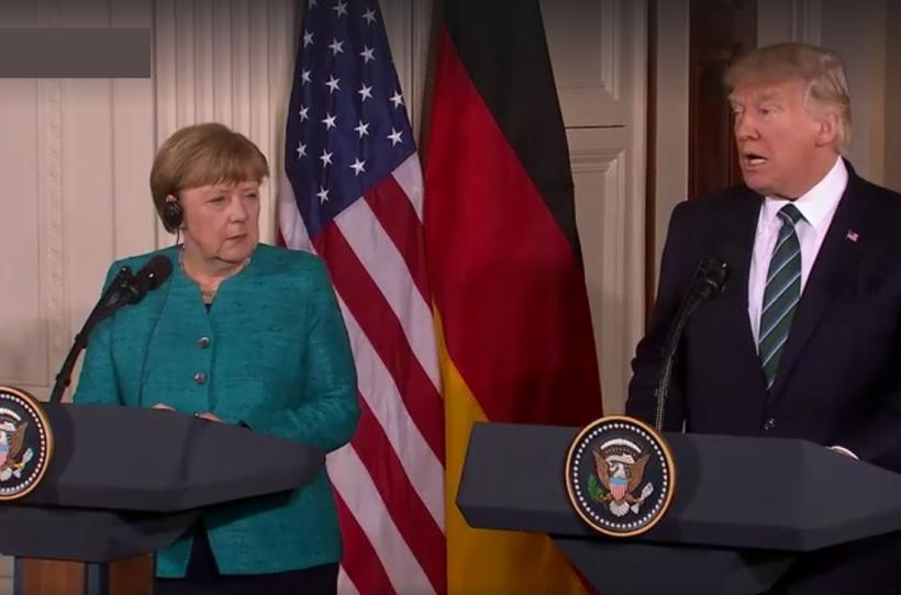 Întâlnire Trump-Merkel: preşedintele american critică ţările membre NATO, dar apreciază Germania