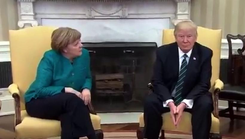 VIDEO - Controversă legată de refuzul lui Trump de a da mâna cu Merkel