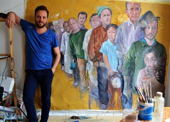 Un artist sirian i-a pictat pe liderii lumii ca pe nişte refugiaţi vulnerabili