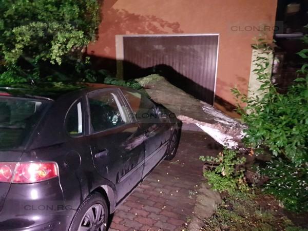 Furtuna a făcut ravagii în Arad. A lăsat în urmă case fără țigle, copaci rupți, mașini avariate, zone fără curent electric