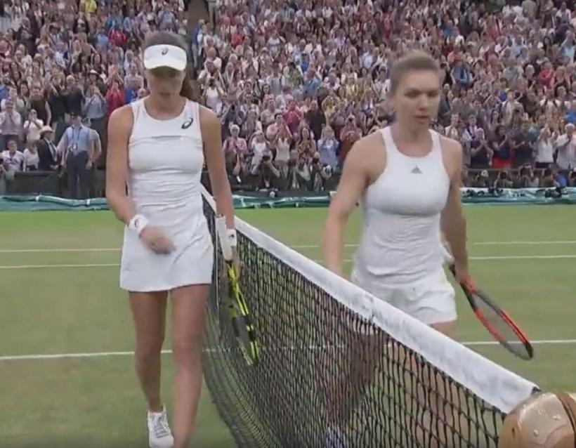 Moment incredibil la ultimul punct al meciului pierdut la Wimbledon. Simona Halep a fost derutată de un țipăt din tribună și a trimis mingea în fileu