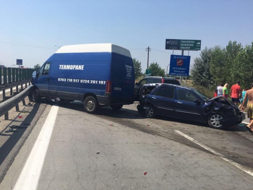 Accident în lanţ pe autostrada A2. Trafic oprit în zona Glina pe sensul către Bucureşti
