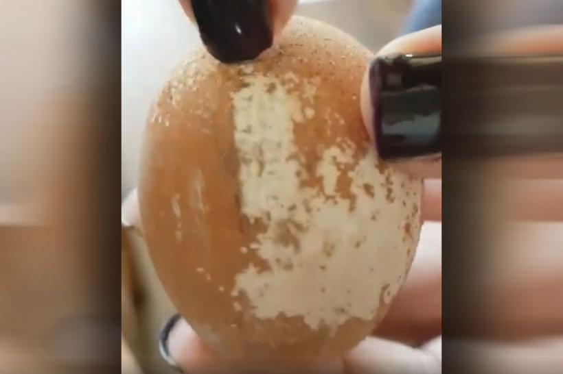 VIDEO - Ouă expirate, vopsite și reștampilate, descoperite de o femeie din Neamț. Reacția Kaufland la filmarea cu ouăle vopsite