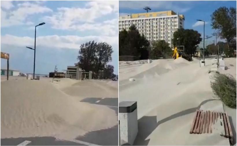  Imagini incredibile! Furtuna a umplut stațiunea Mamaia cu dune de nisip