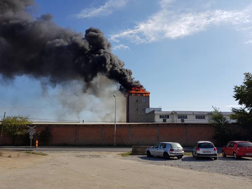 VIDEO - Incendiu puternic în zona industrială a municipiului Oradea, soldat cu rănirea unei persoane