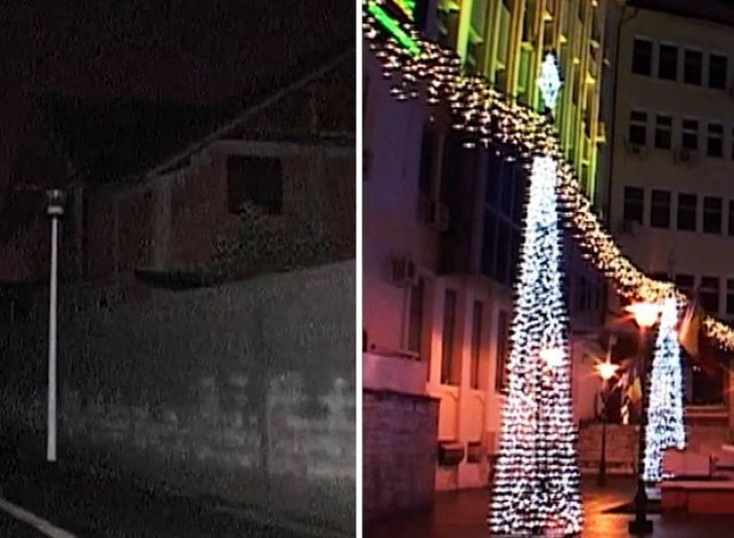 Caz şocant! Luminiţele de sărbători din Târgu-Jiu au lăsat în beznă mai multe cartiere ale oraşului