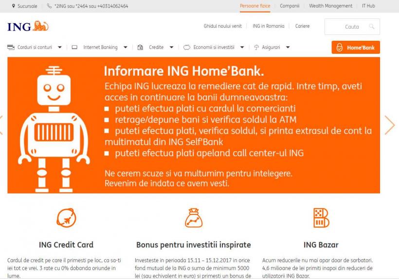 ING are probleme cu serviciul de internet banking Home Bank