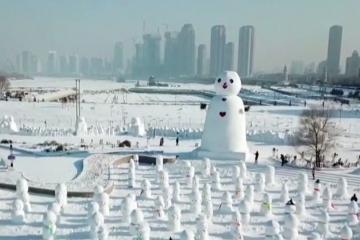 Peste două mii de oameni de zăpadă într-un parc din China