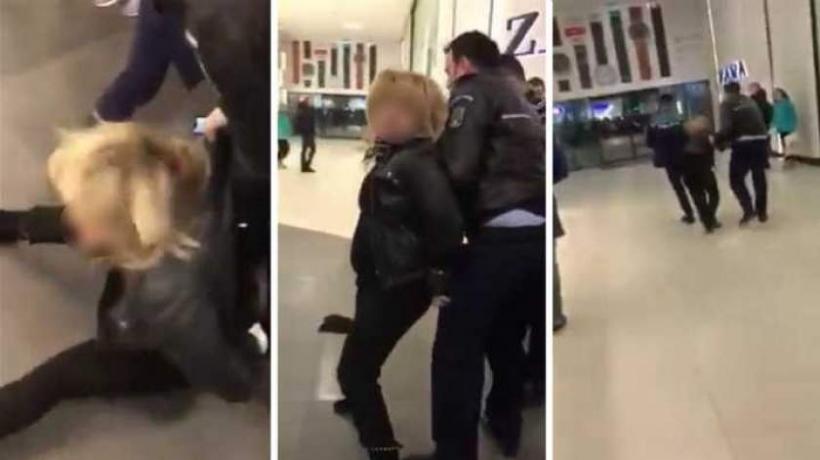 Imagini teribile într-un mall din Bucureşti: O mamă a fost încătușată de polițiști după ce acesta şi-ar fi agresat copilul 