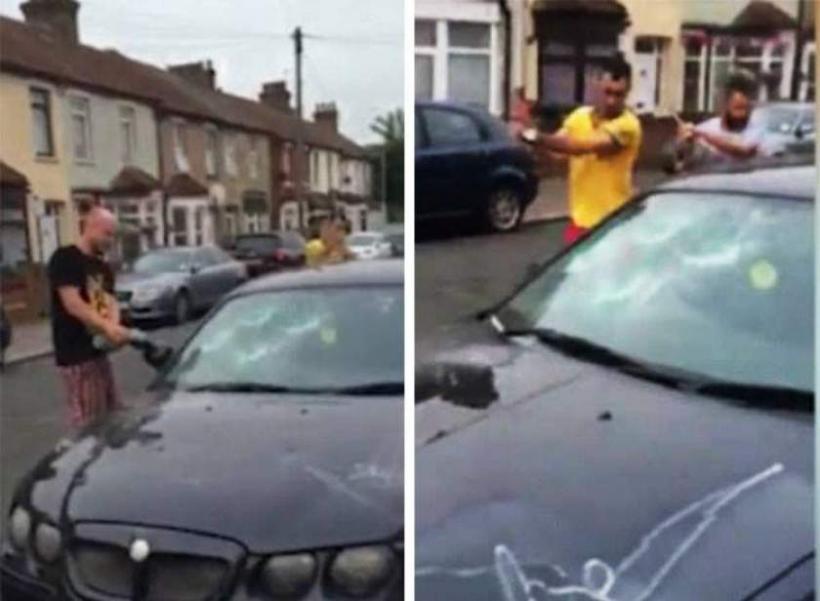 Trei români din Londra au distrus un autoturism cu un flex şi cu bâte de baseball pentru că şoferul a parcat pe locul lor