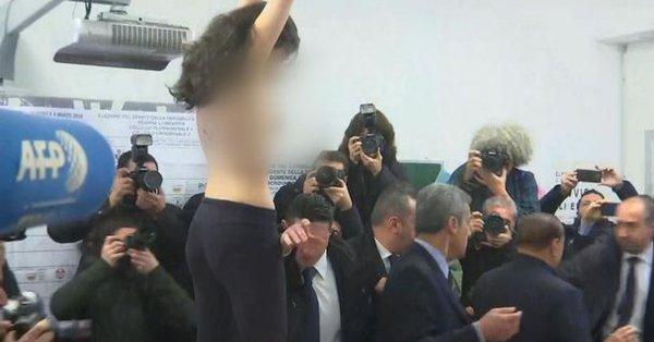 Berlusconi s-a confruntat cu protestul unei activiste Femen