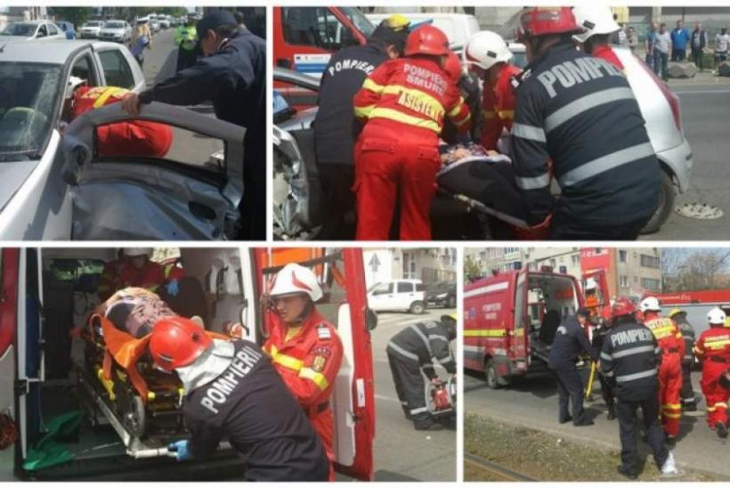 Accident teribil la Arad! O şoferiţă gravidă nu a dat prioritate la tramvai 