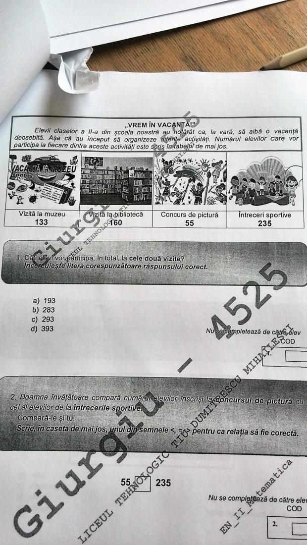 Subiecte MATEMATICĂ Evaluare Națională 2018. Avem subiectele pentru clasa a II-a 18615705