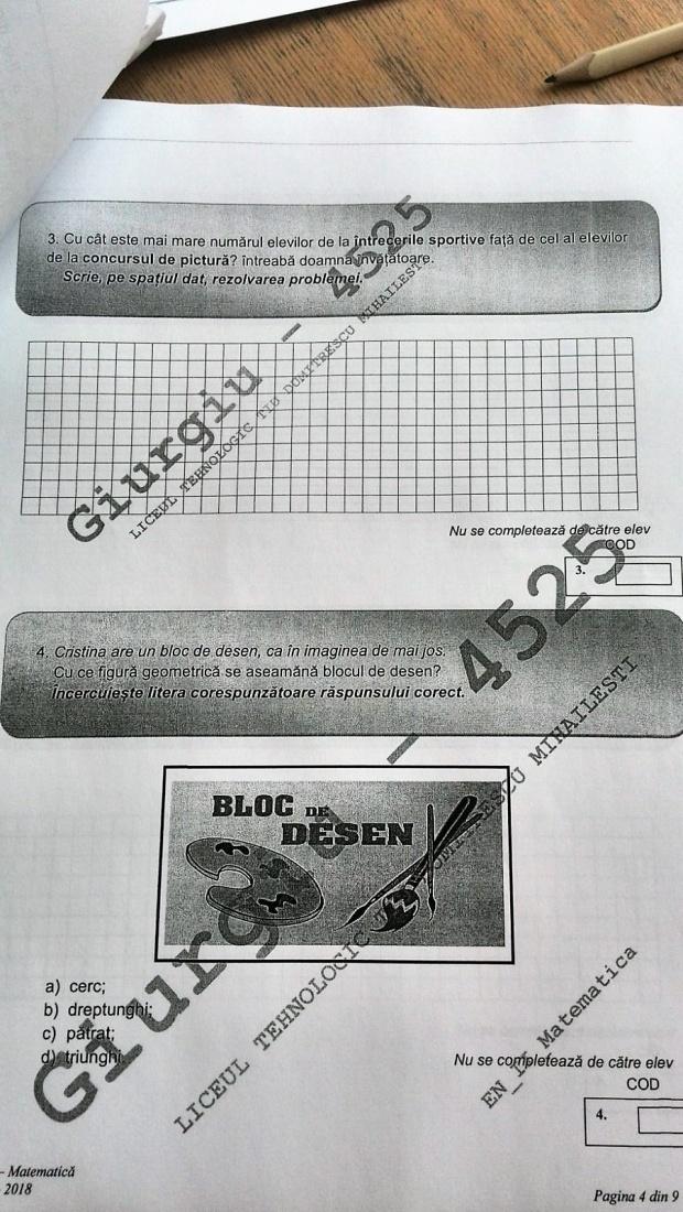 Subiecte MATEMATICĂ Evaluare Națională 2018. Avem subiectele pentru clasa a II-a 18615706