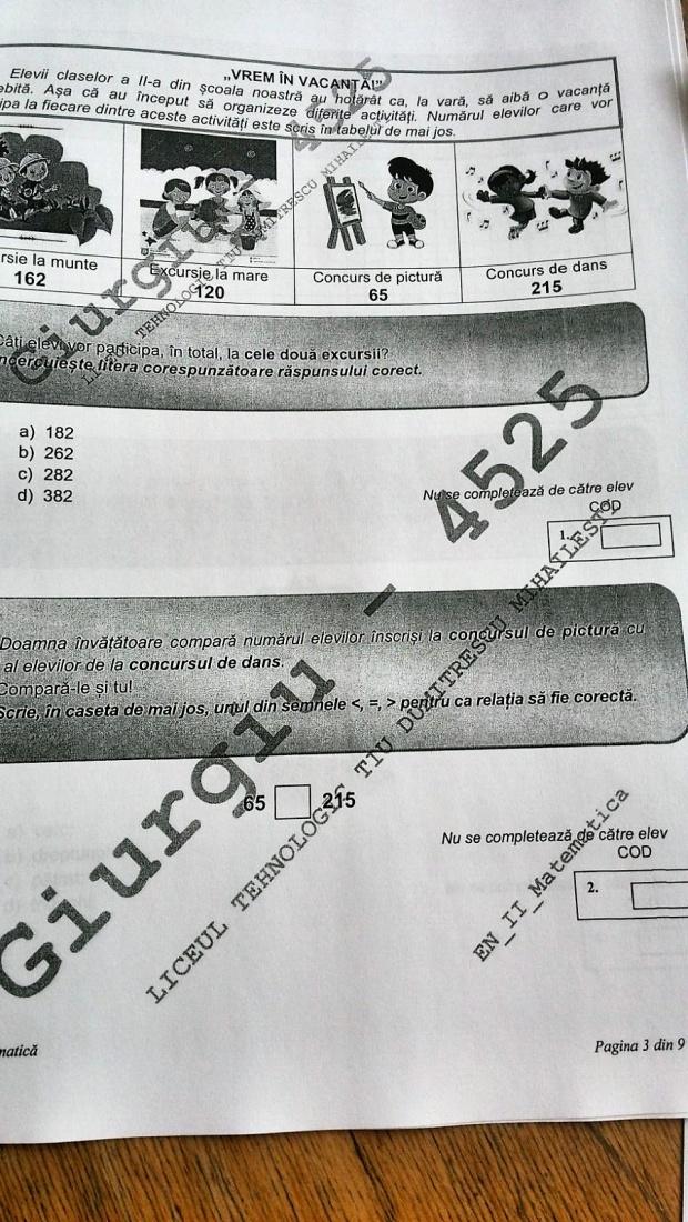 Subiecte MATEMATICĂ Evaluare Națională 2018. Avem subiectele pentru clasa a II-a 18615712