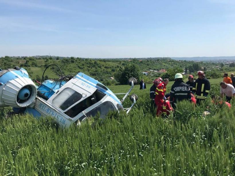 Elicopter pentru lucrări agricole, prăbușit lângă Turda