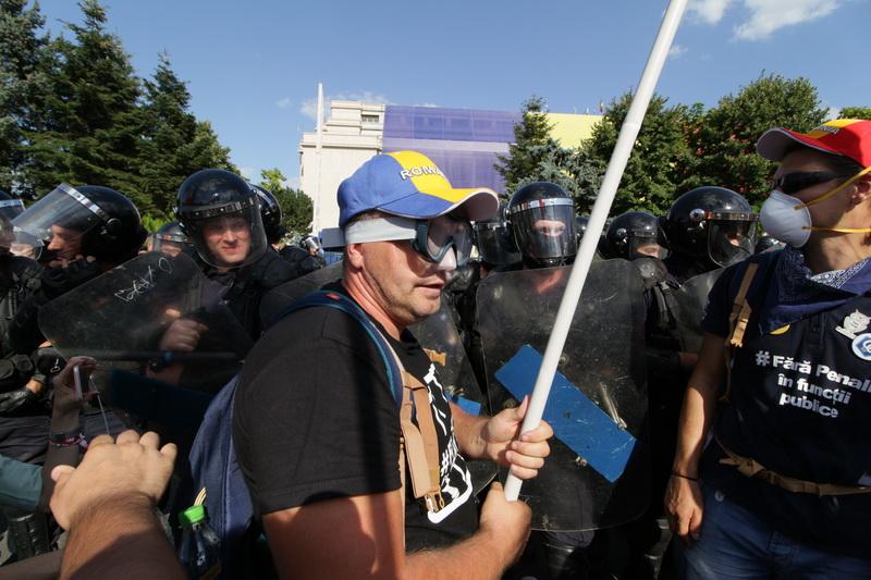 Protestul diasporei - Jandarmii au fost nevoiți să se apere cu spray-urile din dotare