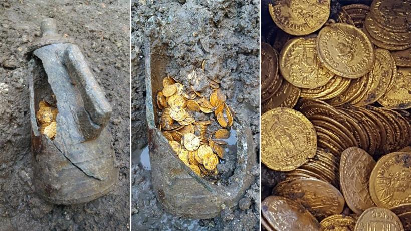 Sute de monede romane, găsite în subsolul unui teatru