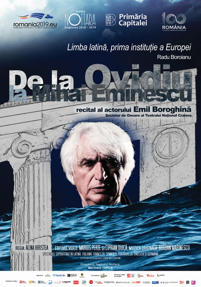 “De la Ovidiu, la Mihai Eminescu”,  la Teatrul Nottara, de Ziua Internațională a Poeziei