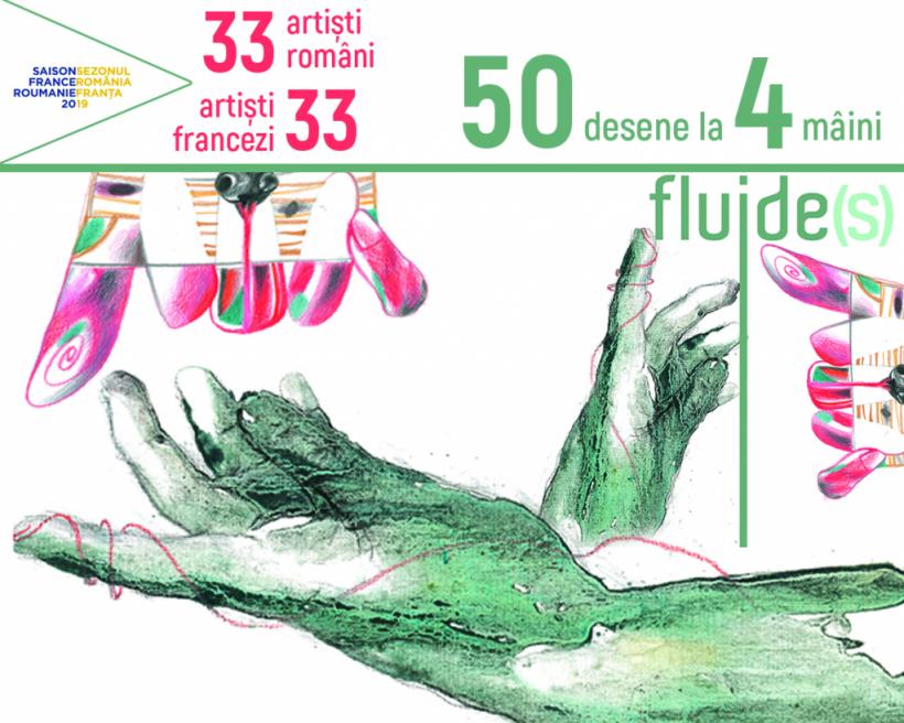 Sezonul România-Franța, la ICR: Vernisajul „Fluide(s) 50 de desene la patru mâini franco-române”