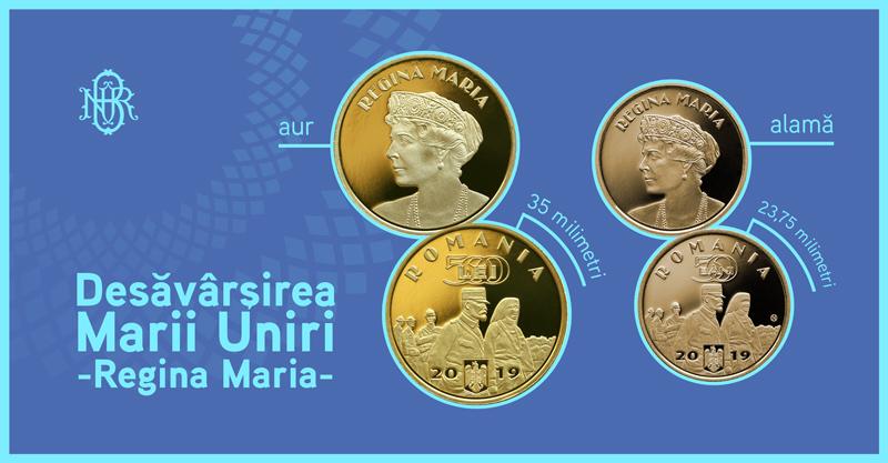 BNR va lansa monede din aur și alamă cu tema Desăvârșirea Marii Uniri-Regina Maria