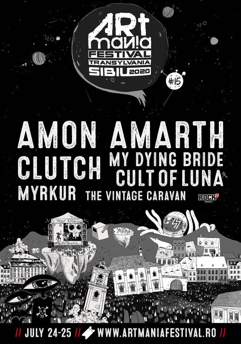 ARTmania Festival 2020 anunță primele noutăți ale ediției aniversare:  Primul val de artiști confirmați (ordine alfabetică): Amon Amarth, Clutch, Cult of Luna, My Dying Bride, Myrkur și The Vintage Caravan