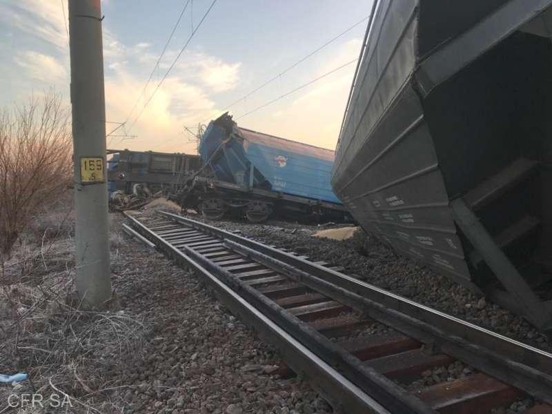 Trei trenuri anulate luni după-amiaza în urma deraierii unui tren de marfă în Olt