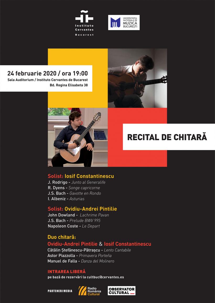 Februarie dă tonul recitalurilor de chitară lunare  de la Institutul Cervantes din București