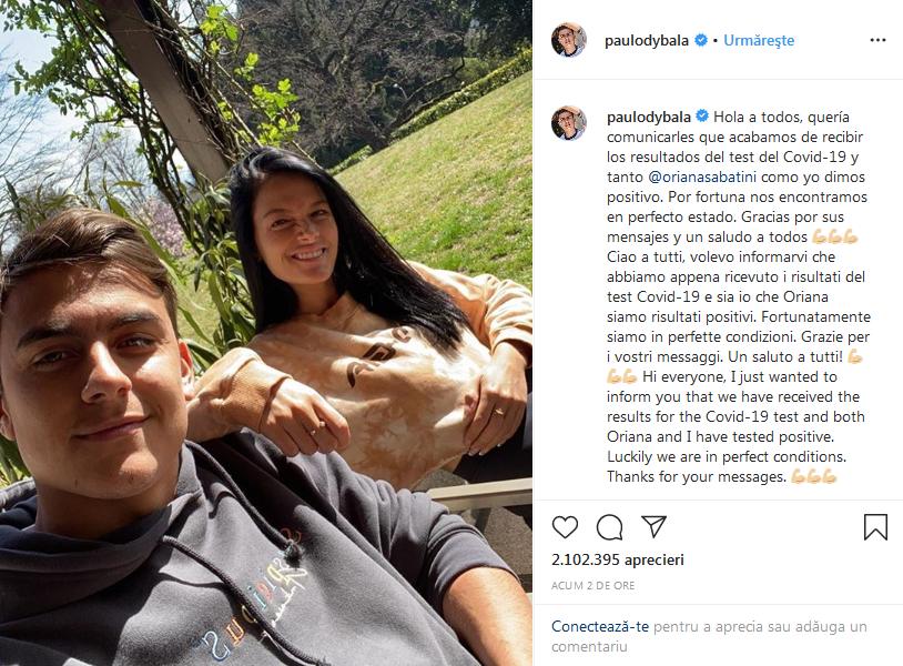 Mărturisire a lui Paulo Dybala, după ce a fost testat pozitiv cu COVID-19: „Abia puteam respira, iar mușchii mă dureau!”