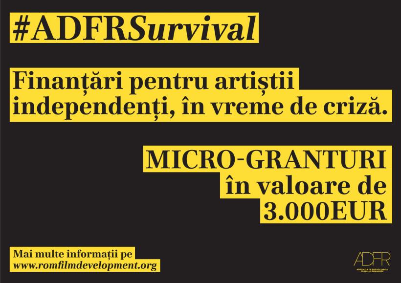 Micro-granturile #ADFRSurvival vor ajunge la 6 artiști independenți din industria cinematografică autohtonă