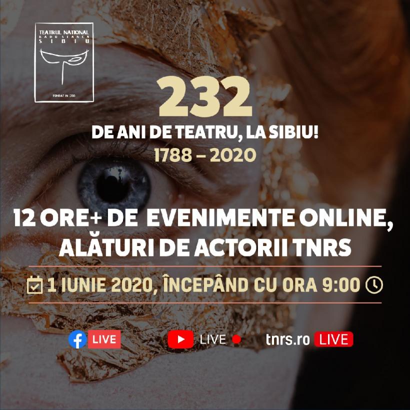232 de ani de teatru, la Sibiu! Maraton de evenimente online, astăzi la TNRS