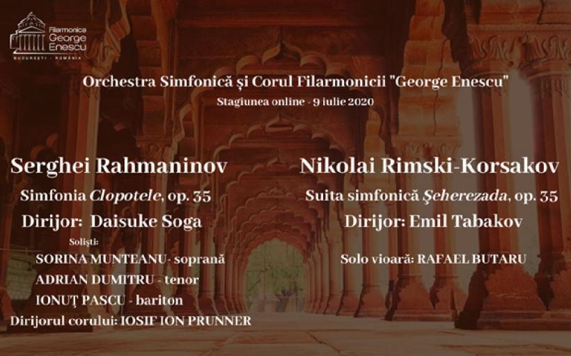 Simfonia „Clopotele” și Suita „Şeherazada”, în stagiunea online a Filarmonicii „George Enescu”