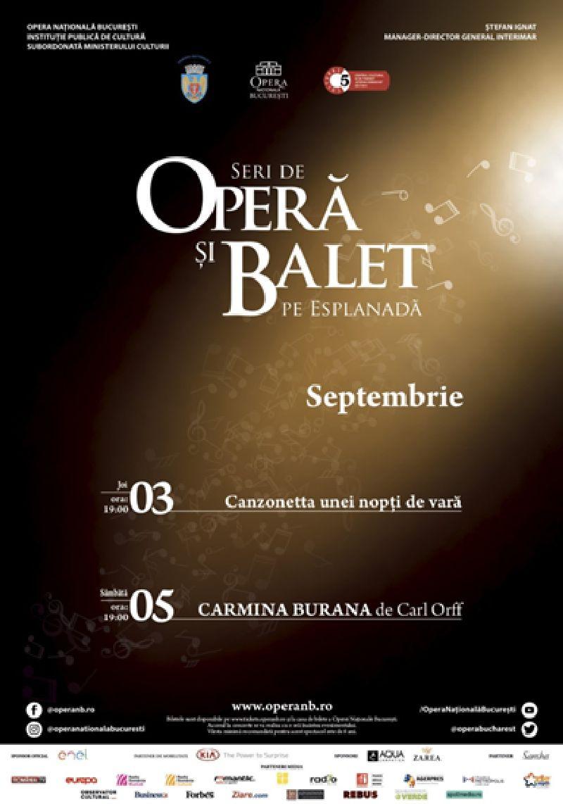 Opera Națională București prezintă în această săptămână concerte în aer liber, în cadrul Seri de Operă și Balet pe Esplanadă