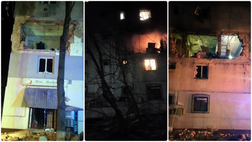 Explozie puternică într-un bloc din Găești. Zeci de locatari au fost evacuați