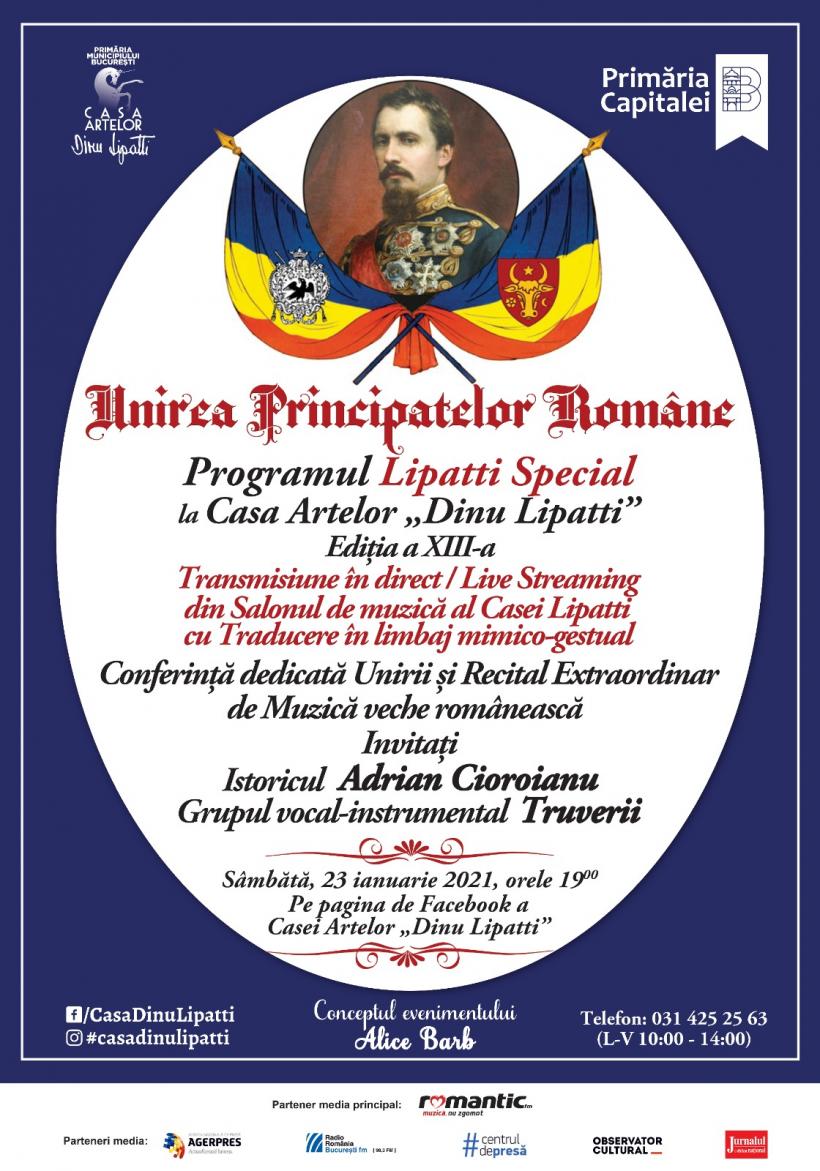 Program special de Ziua Unirii Principatelor Române, la Casa Artelor &quot;Dinu Lipatti&quot;