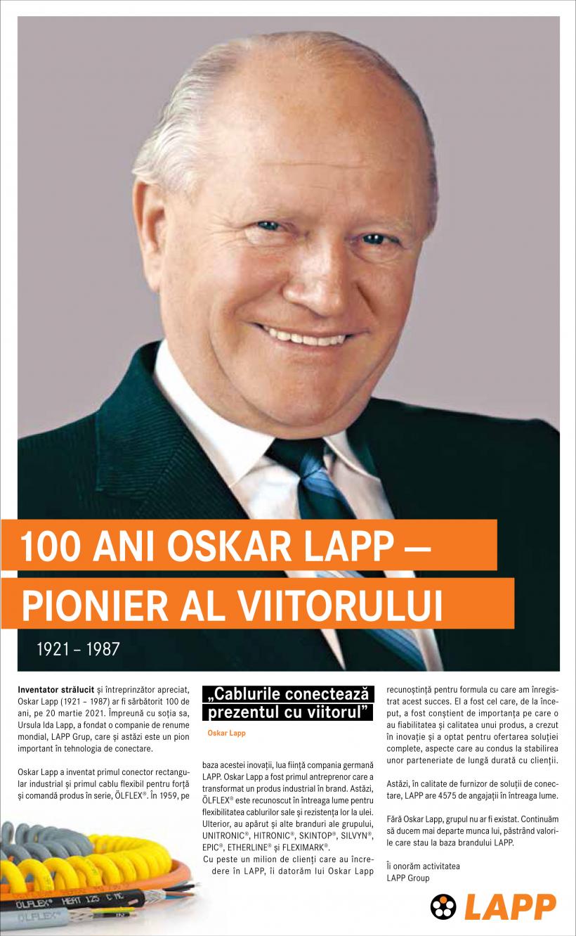 (P) 100 ani Oskar Lapp - Pionier al viitorului. „Cablurile conectează prezentul cu viitorul”