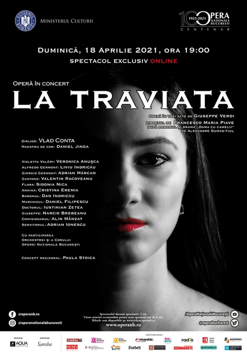 „La Traviata”, operă în concert, transmisă online de Opera Națională București