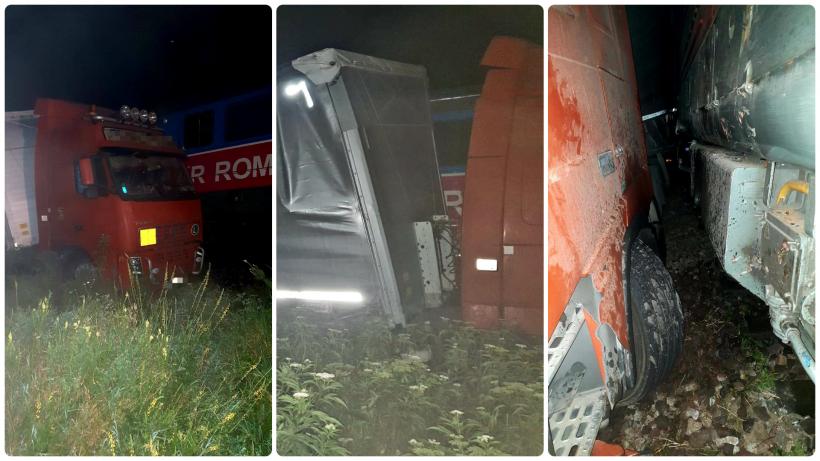 Accident în Giurgiu: un tren încărcat cu păcură și benzină a lovit un tir. Circulația prin zonă este blocată
