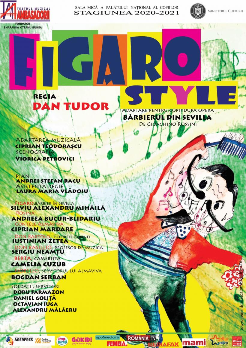 „FIGARO STYLE”, adaptare pentru copii după opera „Bărbierul din Sevilla”, în regia lui Dan Tudor, revine în weekend pe scena TEATRULUI MUZICAL AMBASADORII