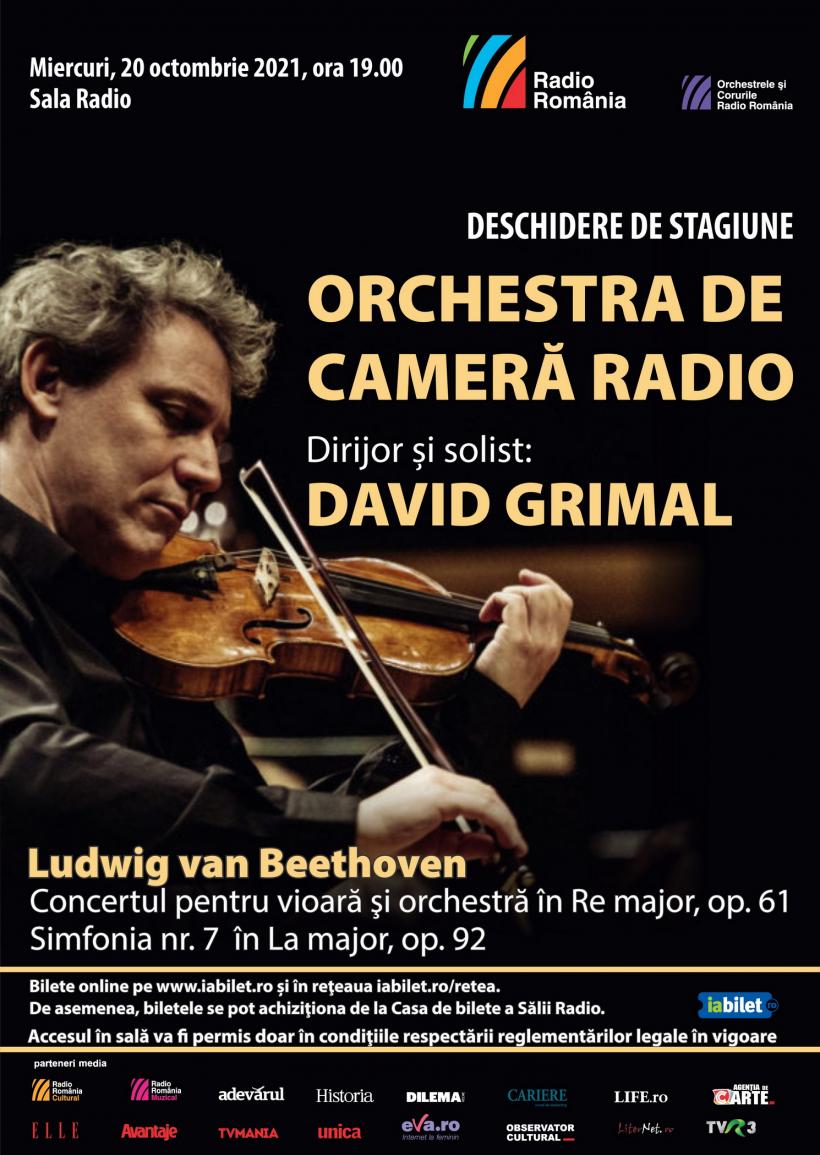 Celebrul violonist francez DAVID GRIMAL invitat la SALA RADIO, în deschiderea stagiunii ORCHESTREI DE CAMERĂ RADIO