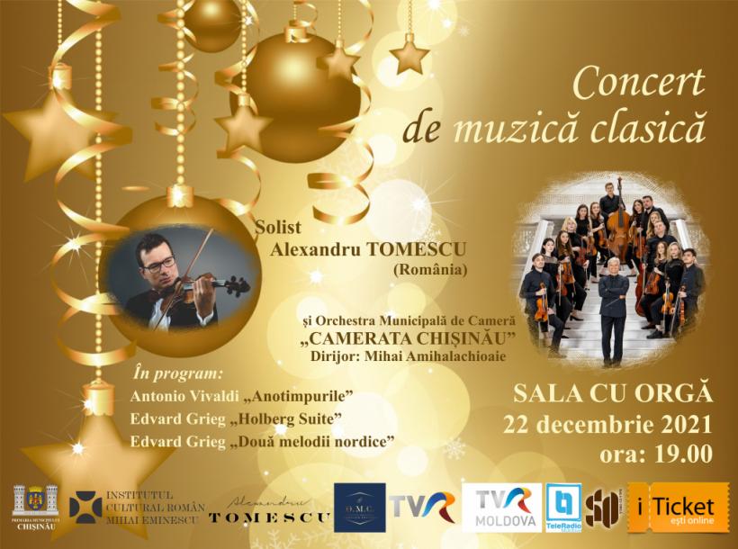 Concert extraordinar de Crăciun susținut de „Camerata Chișinău” și Alexandru Tomescu